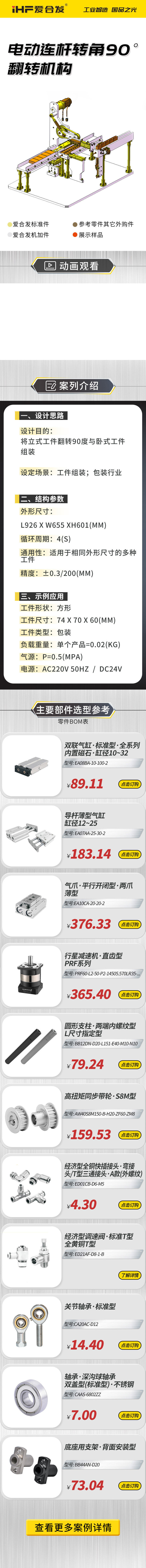 愛合發案例介紹：電動連（lián）杆轉角90°翻轉機構！